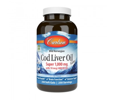 Cod Liver Oil Gems Super 1000 mg (250 softgels)