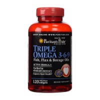 Triple Omega 3-6-9 Fish, Flax & Borage Oils (120 softgels)