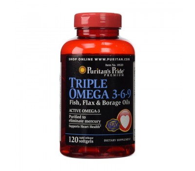 Triple Omega 3-6-9 Fish, Flax & Borage Oils (120 softgels)