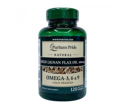 High Lignan Flax Oil 1000 mg Omega - 3, 6 & 9 (120 softgels)