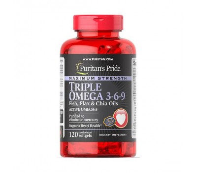 Max. Str. Triple Omega 3-6-9 Fish, Flax & Chia (120 softgels)