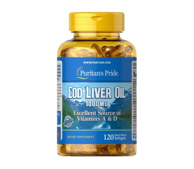 Cod Liver Oil 1000 mg Vitamins A&D (120 softgels)