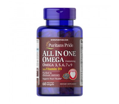 All In One Omega 3,5,6,7 & 9 with Vitamin D3 (60 softgels)