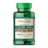 Natural Flax Oil 1000 mg Omega 3-6-9 (60 softgels)