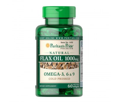 Natural Flax Oil 1000 mg Omega 3-6-9 (60 softgels)