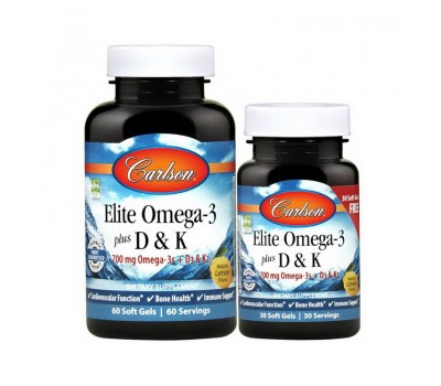 Elite Omega-3 700 mg plus D3 & K2 (60 + 30 softgels)